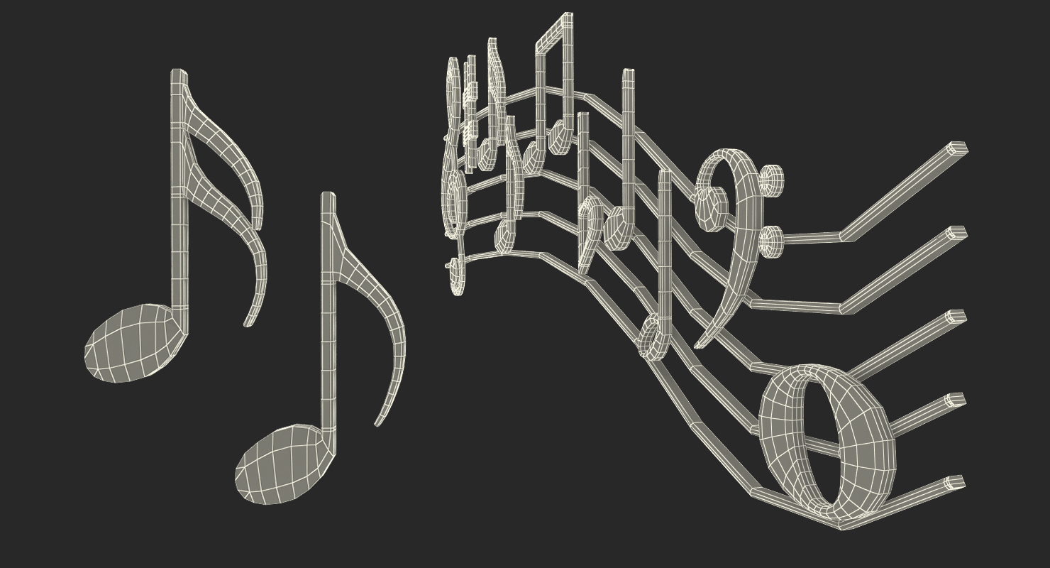 3D model Plastic Music Notes Waves