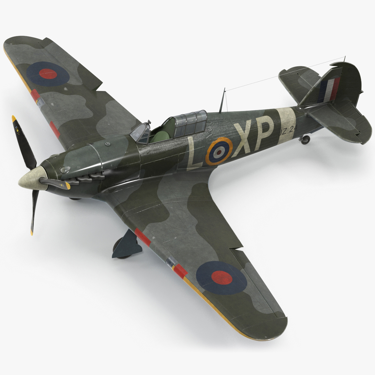 3D Hawker Hurricane Mk1 WW2 Fighter Rigged for Maya model