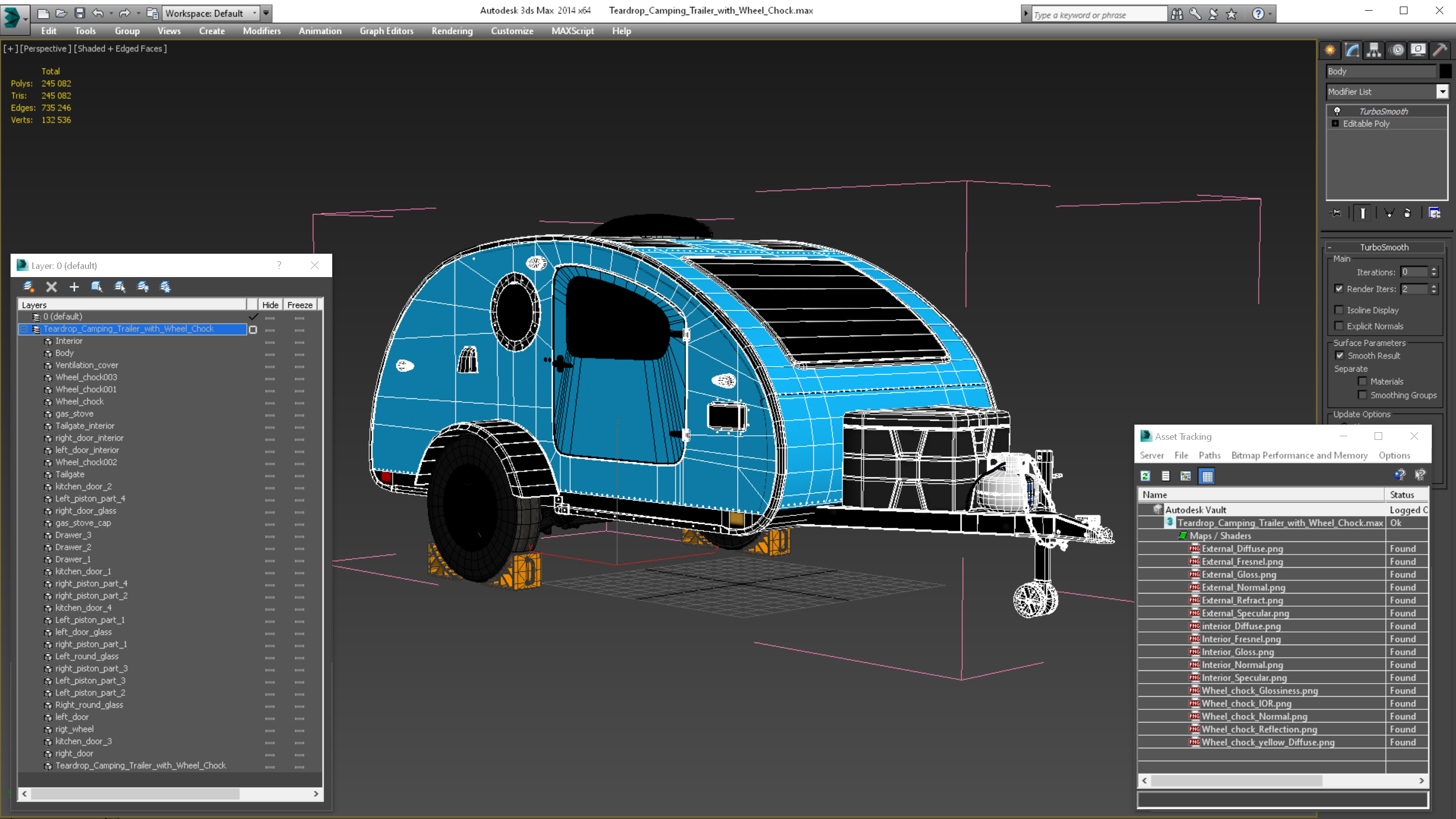3D Teardrop Camping Trailer with Wheel Chock