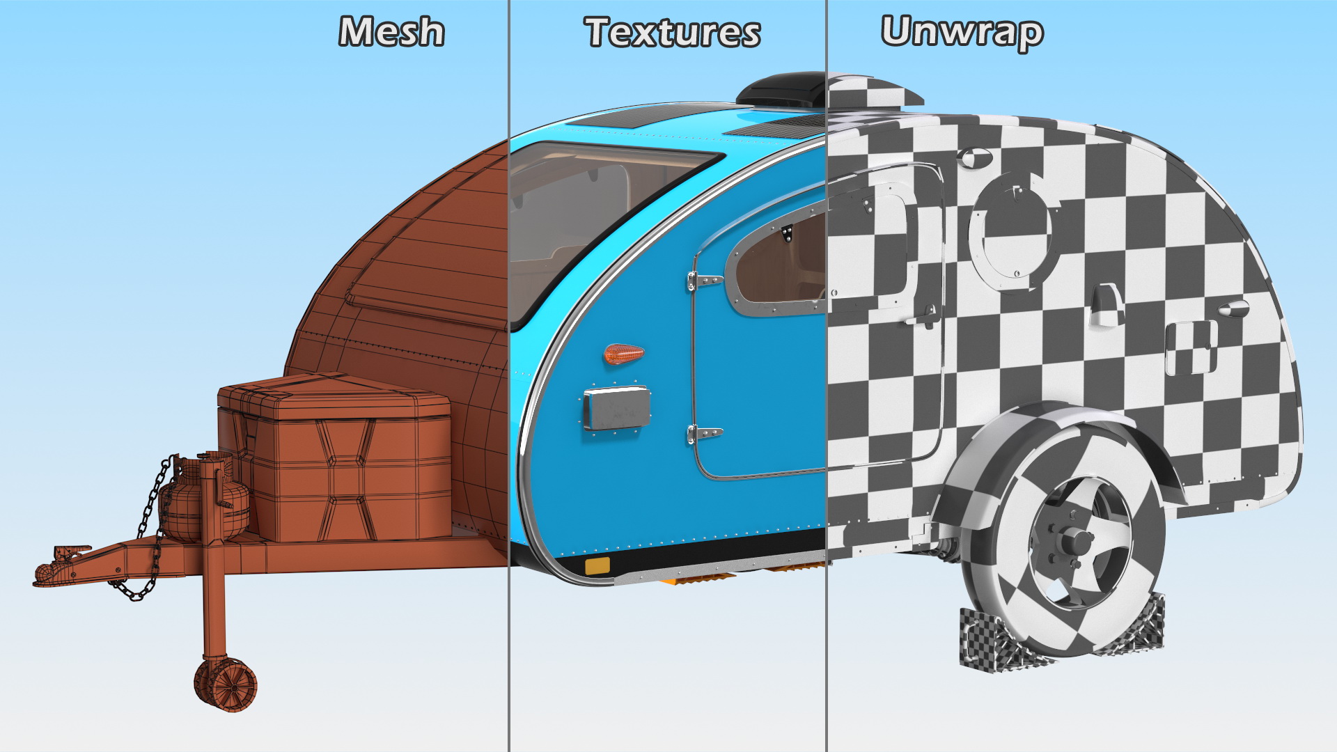 3D Teardrop Camping Trailer with Wheel Chock