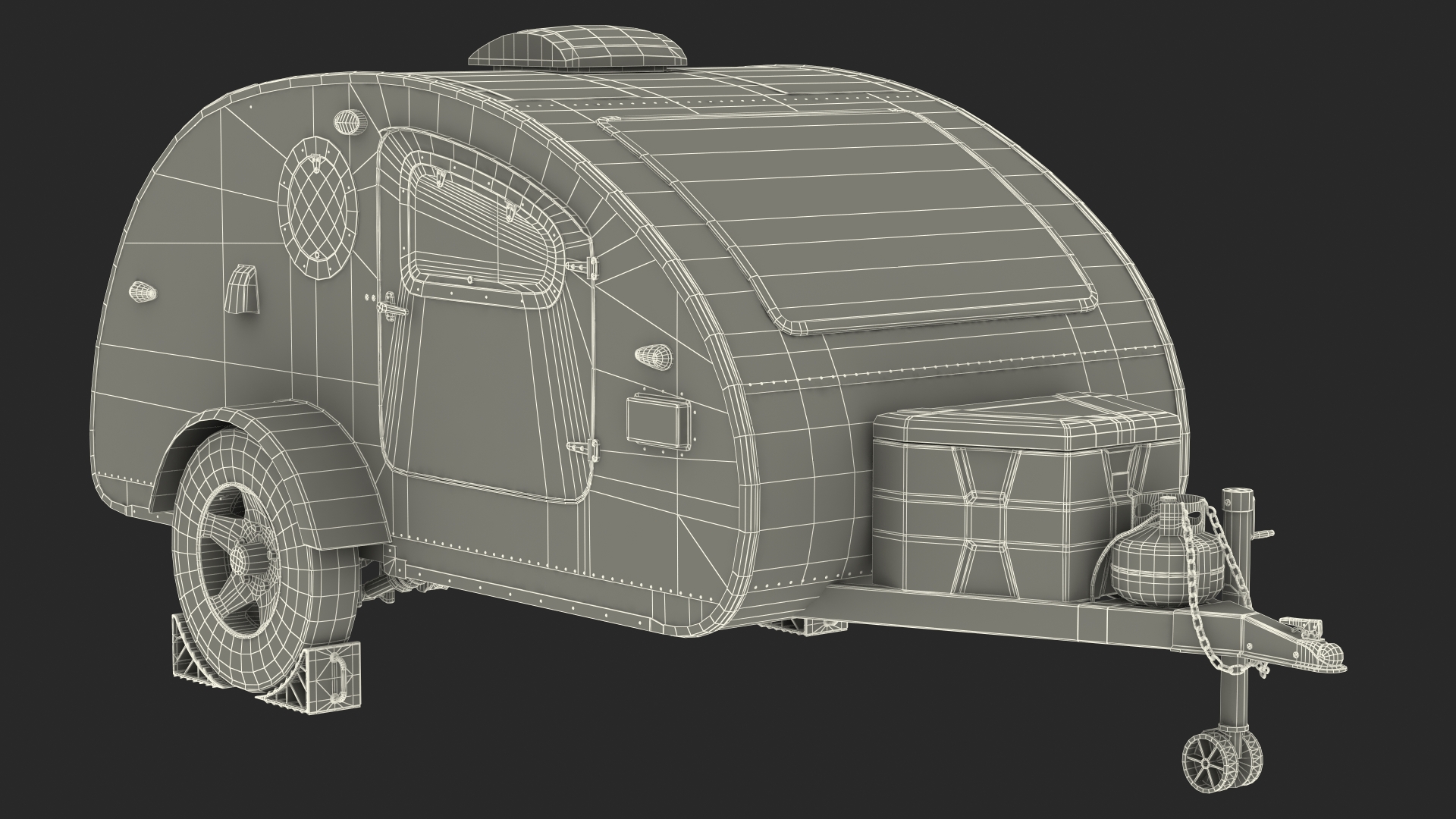 3D Teardrop Camping Trailer with Wheel Chock