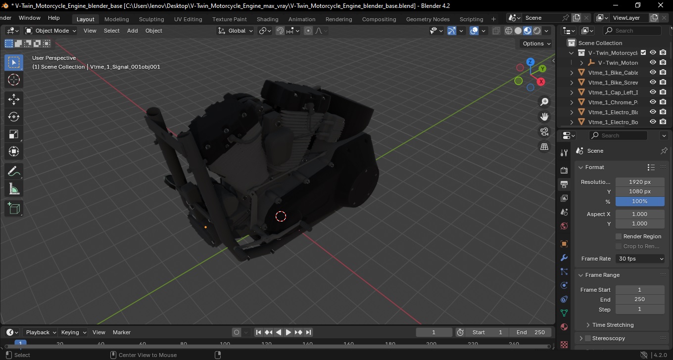 V-Twin Motorcycle Engine 3D model