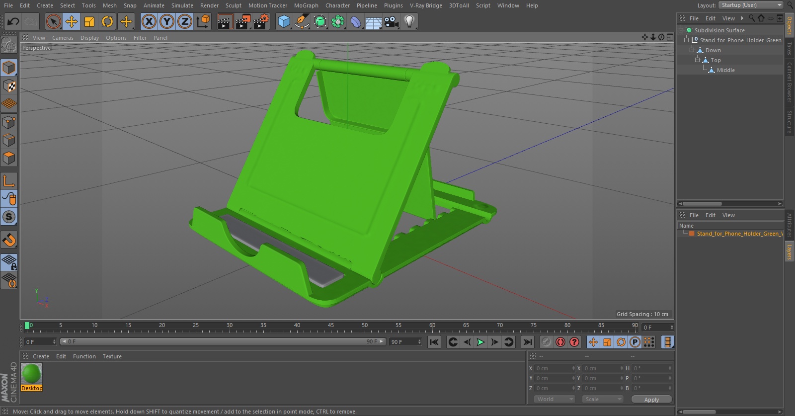 3D Stand for Phone Holder Green With Adjustable Tilt Angle Desktop model