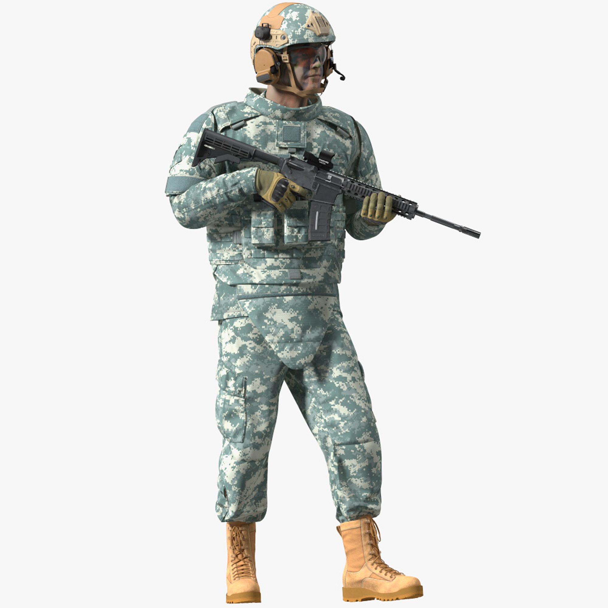 3D model Soldier in Grey Tactical Gear Rigged for Maya