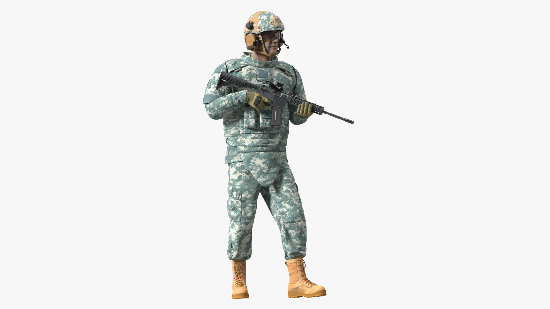 3D model Soldier in Grey Tactical Gear Rigged for Maya