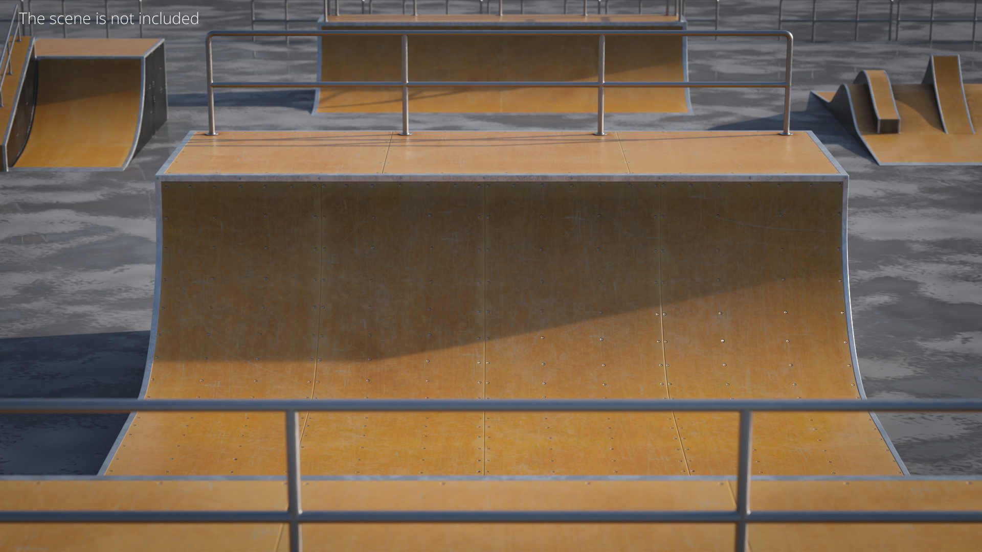 Skateboard Halfpipe Ramp with Railings - view 4
