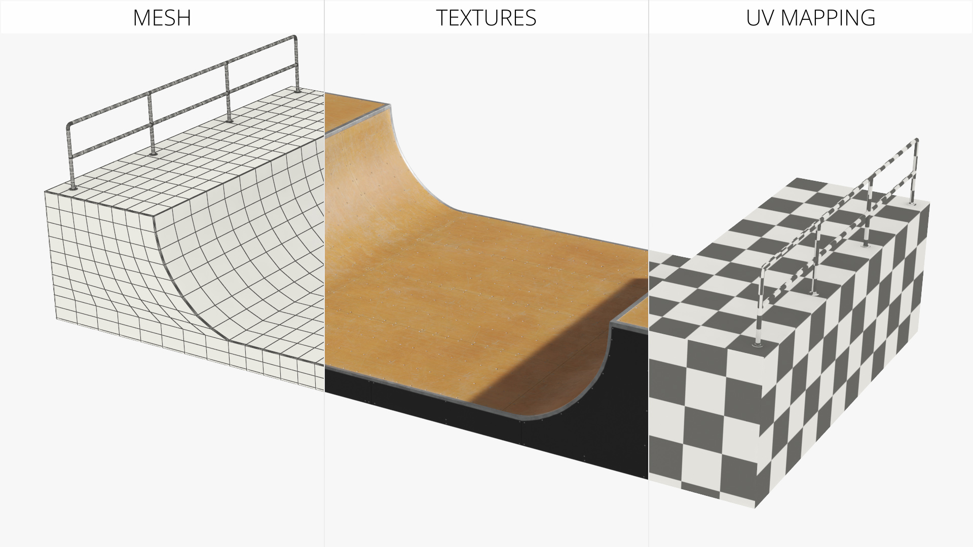 Skateboard Halfpipe Ramp with Railings - view 7