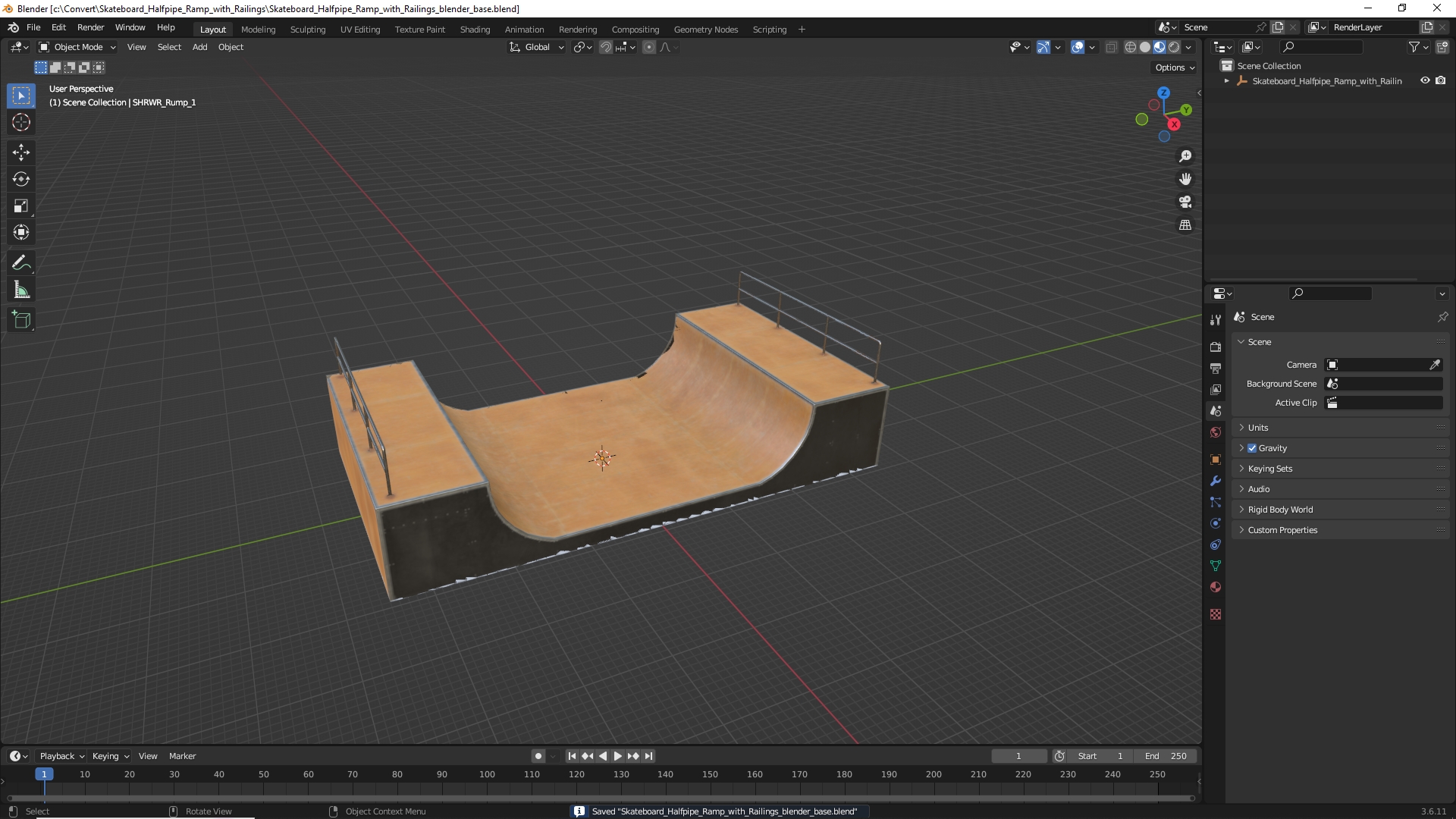 Skateboard Halfpipe Ramp with Railings - view 10