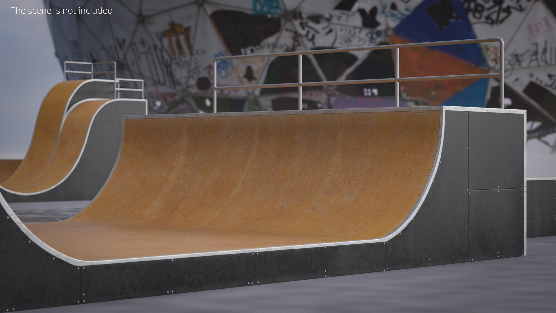 Skateboard Halfpipe Ramp with Railings - view 3