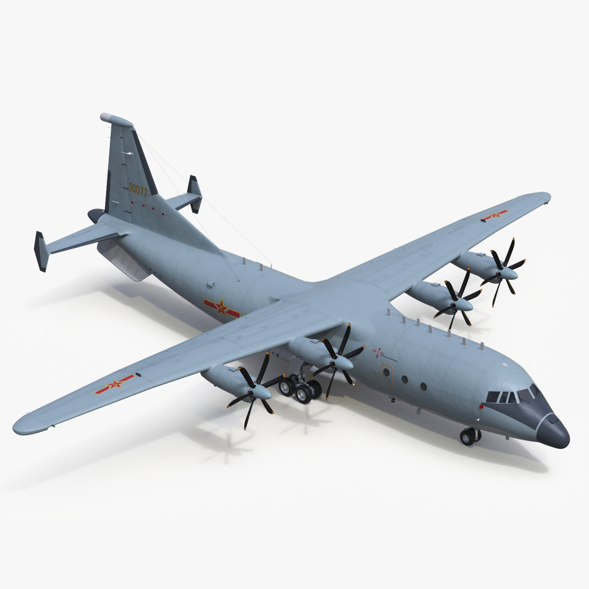 3D Medium Military Transport Aircraft Shaanxi Y 9 Rigged model