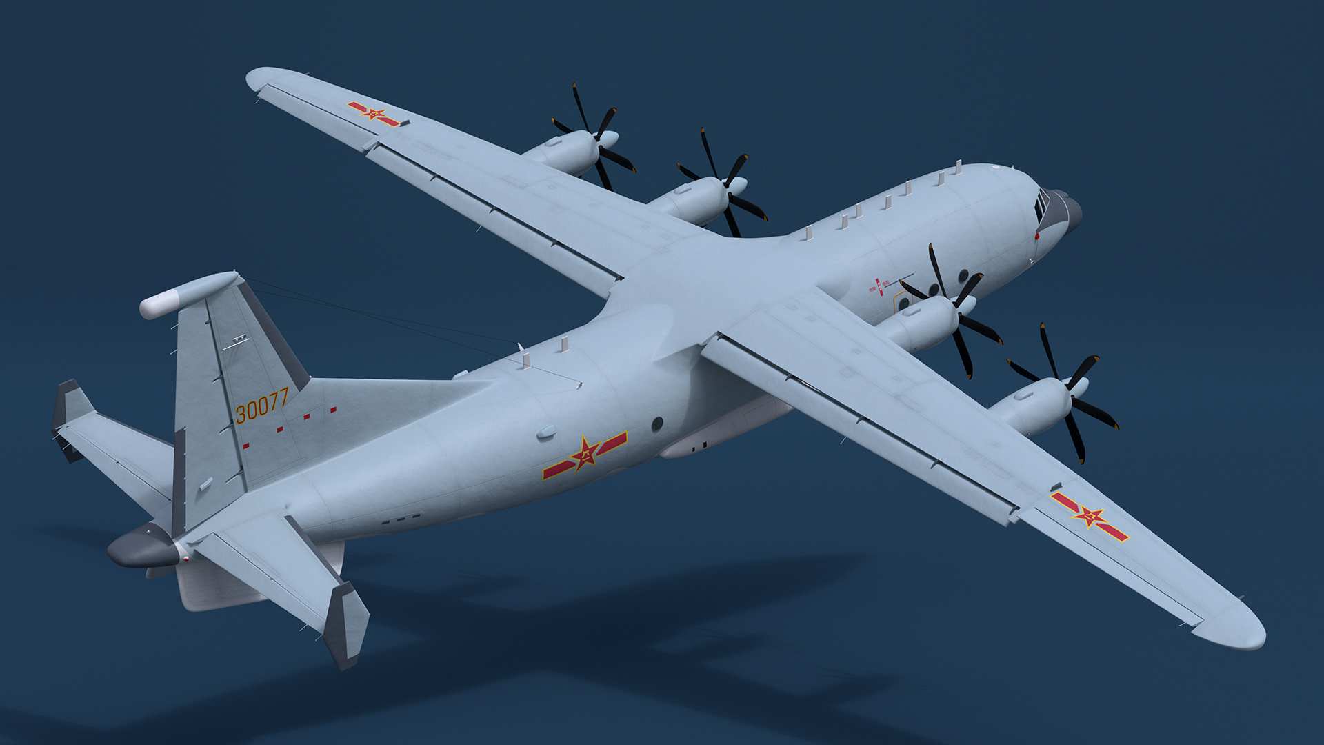 3D Medium Military Transport Aircraft Shaanxi Y 9 Rigged model