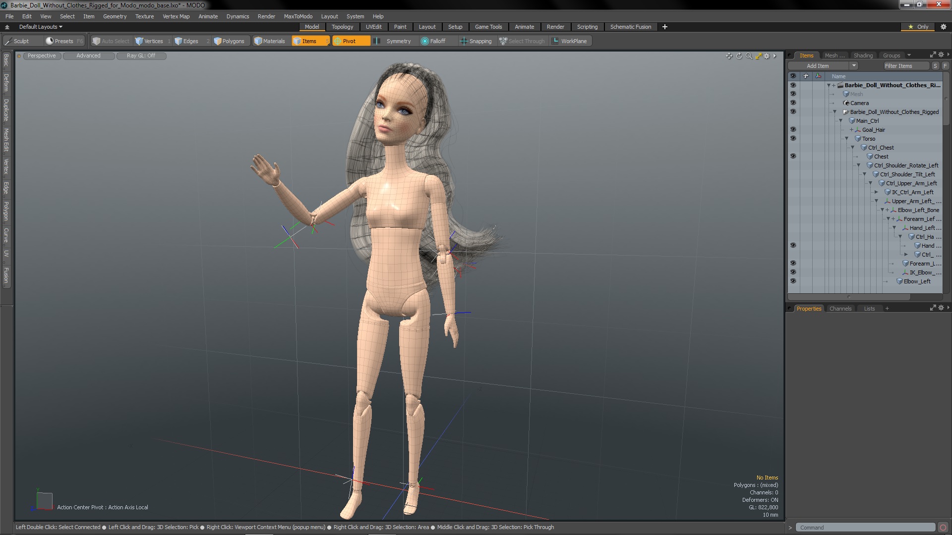 3D Barbie Doll Without Clothes Rigged for Modo model