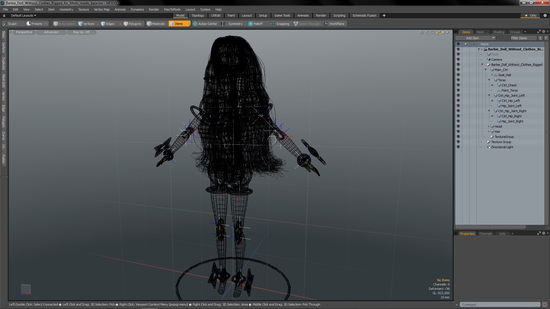 3D Barbie Doll Without Clothes Rigged for Modo model