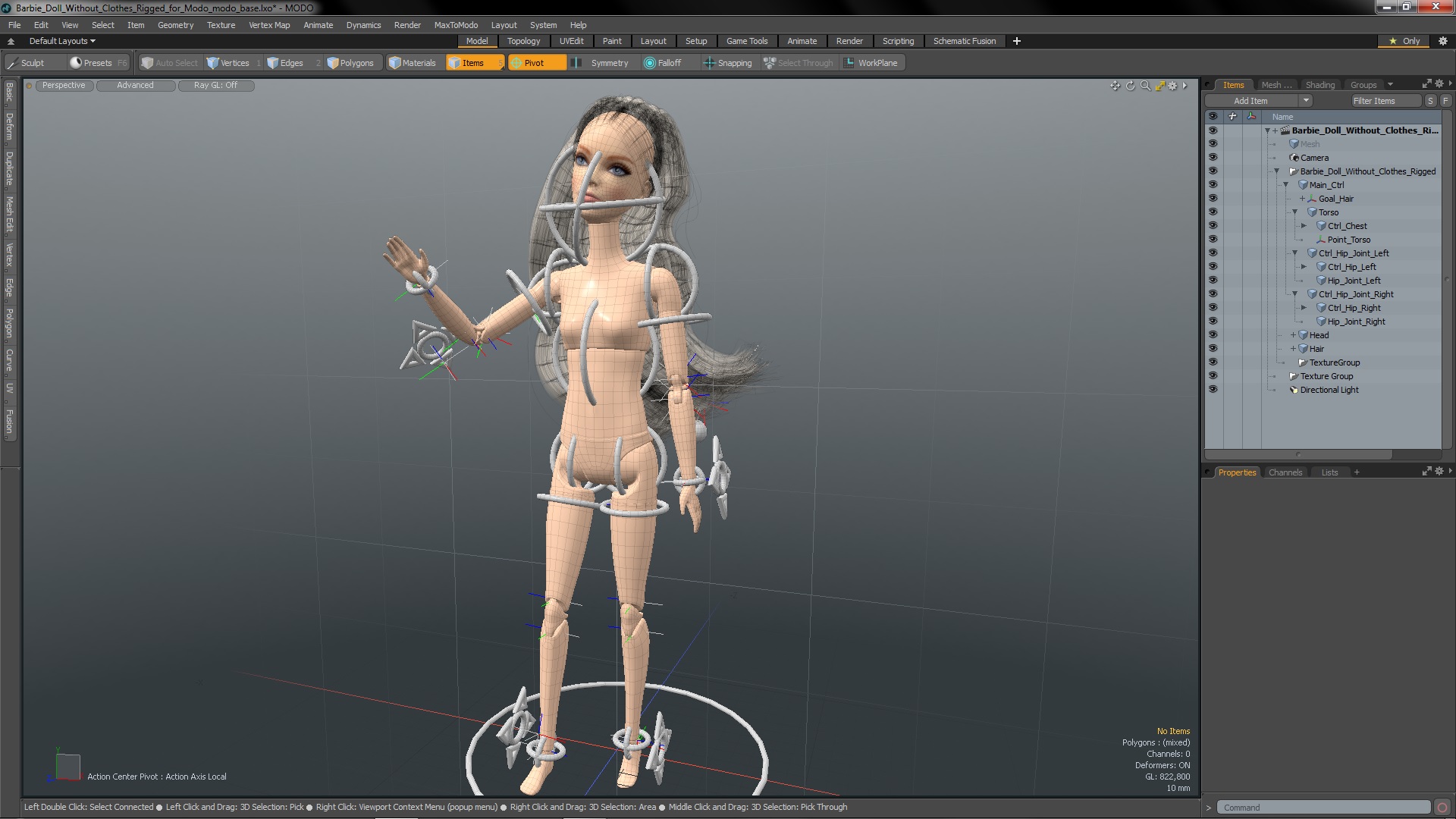 3D Barbie Doll Without Clothes Rigged for Modo model