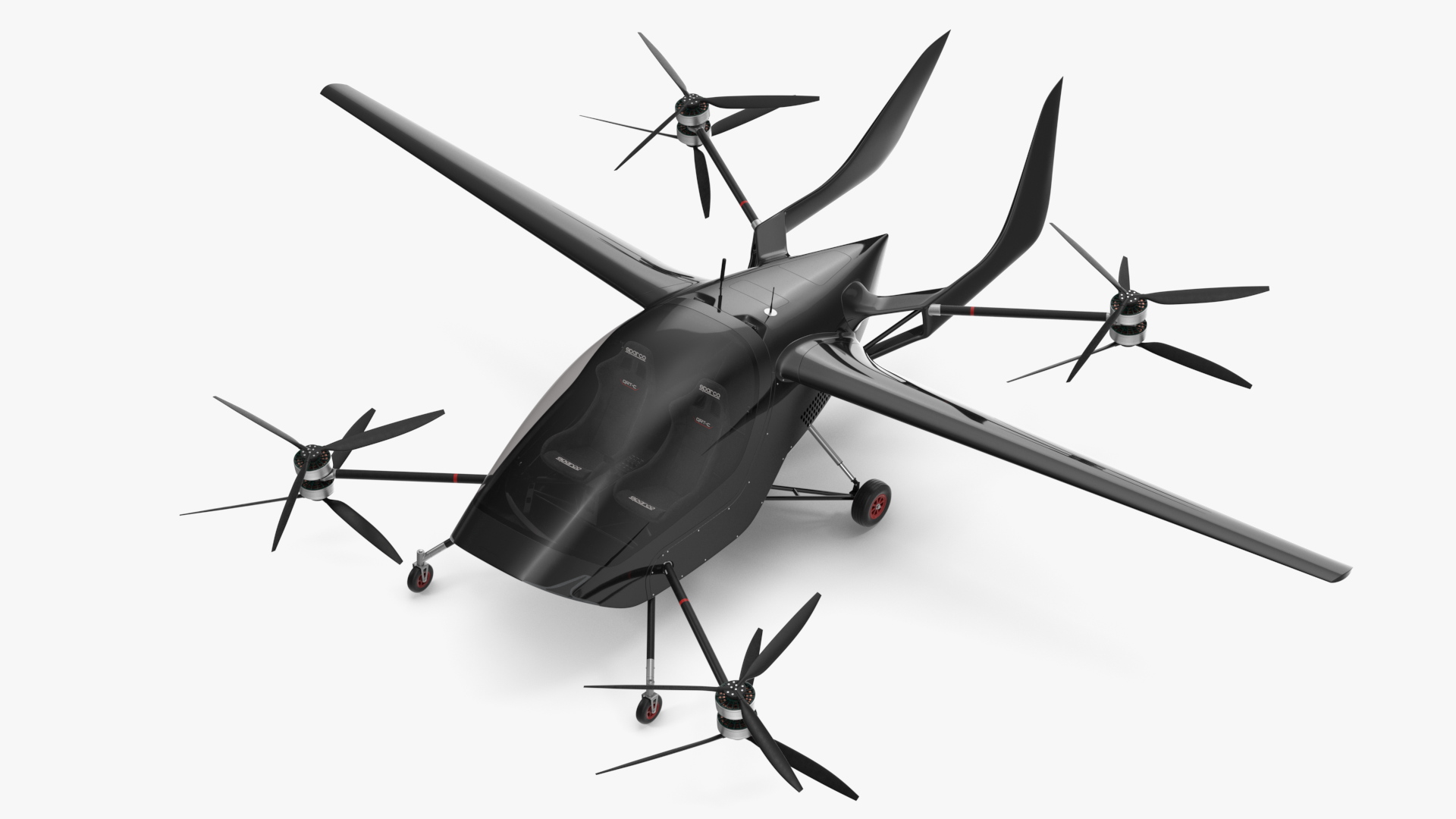 Personal Air Vehicle eVTOL Air One Black Rigged 3D
