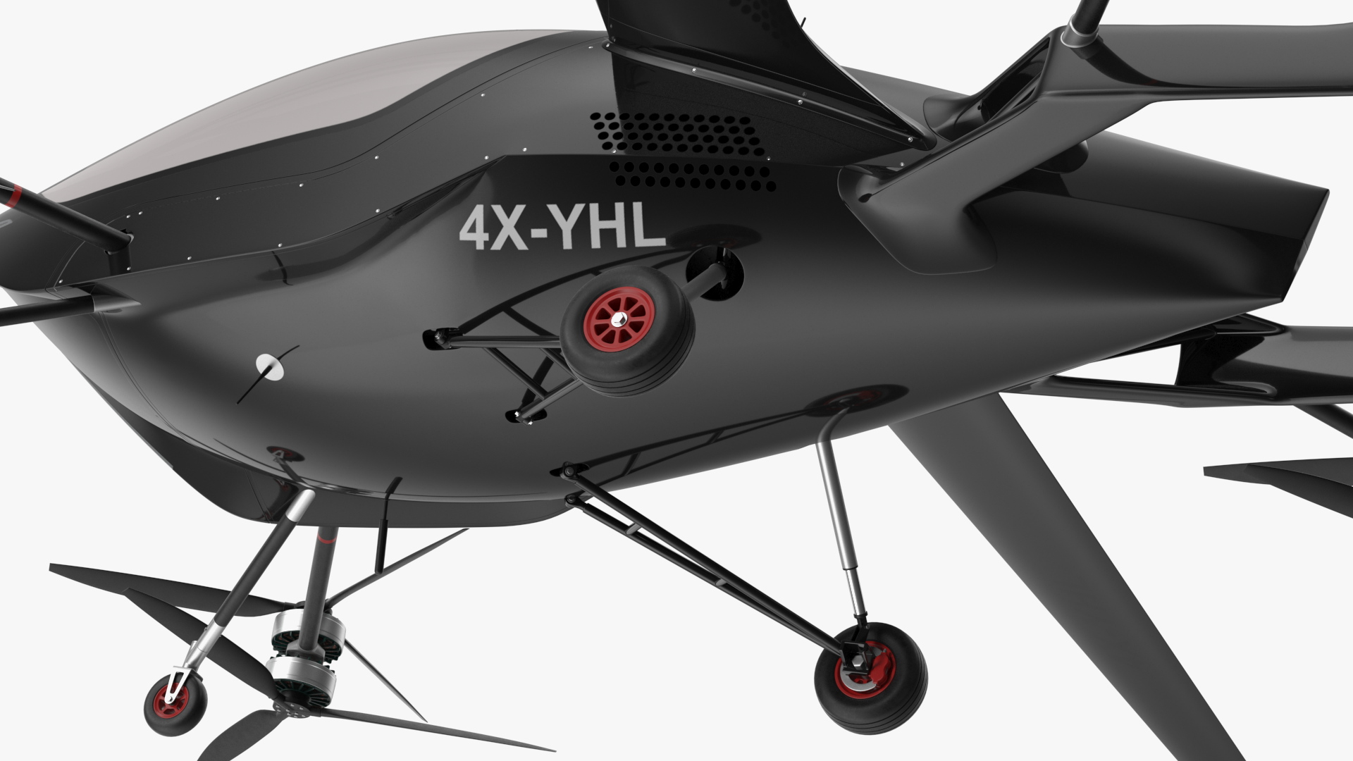 Personal Air Vehicle eVTOL Air One Black Rigged 3D
