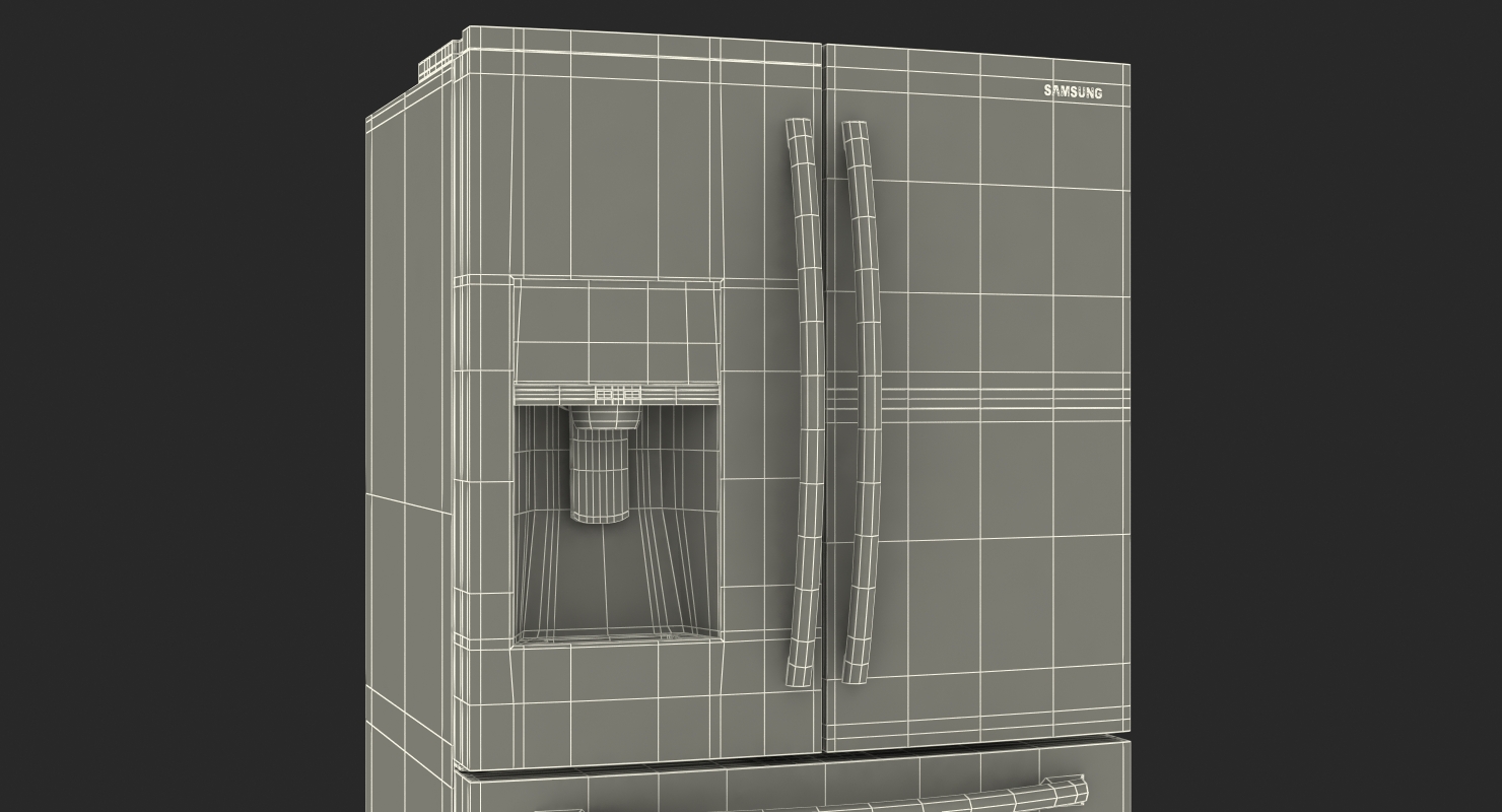 3D Samsung 4 Door Refrigerator with FlexZone Drawer model