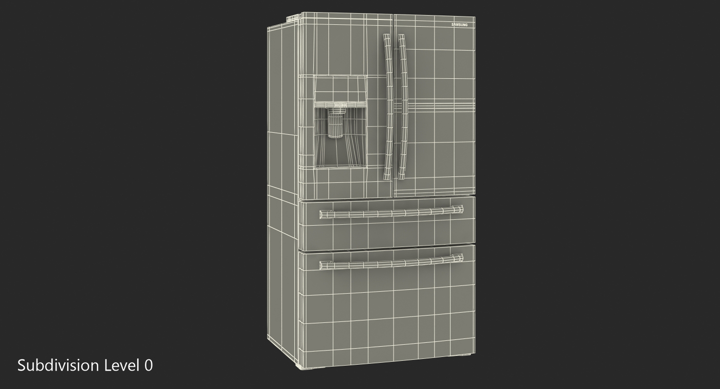 3D Samsung 4 Door Refrigerator with FlexZone Drawer model