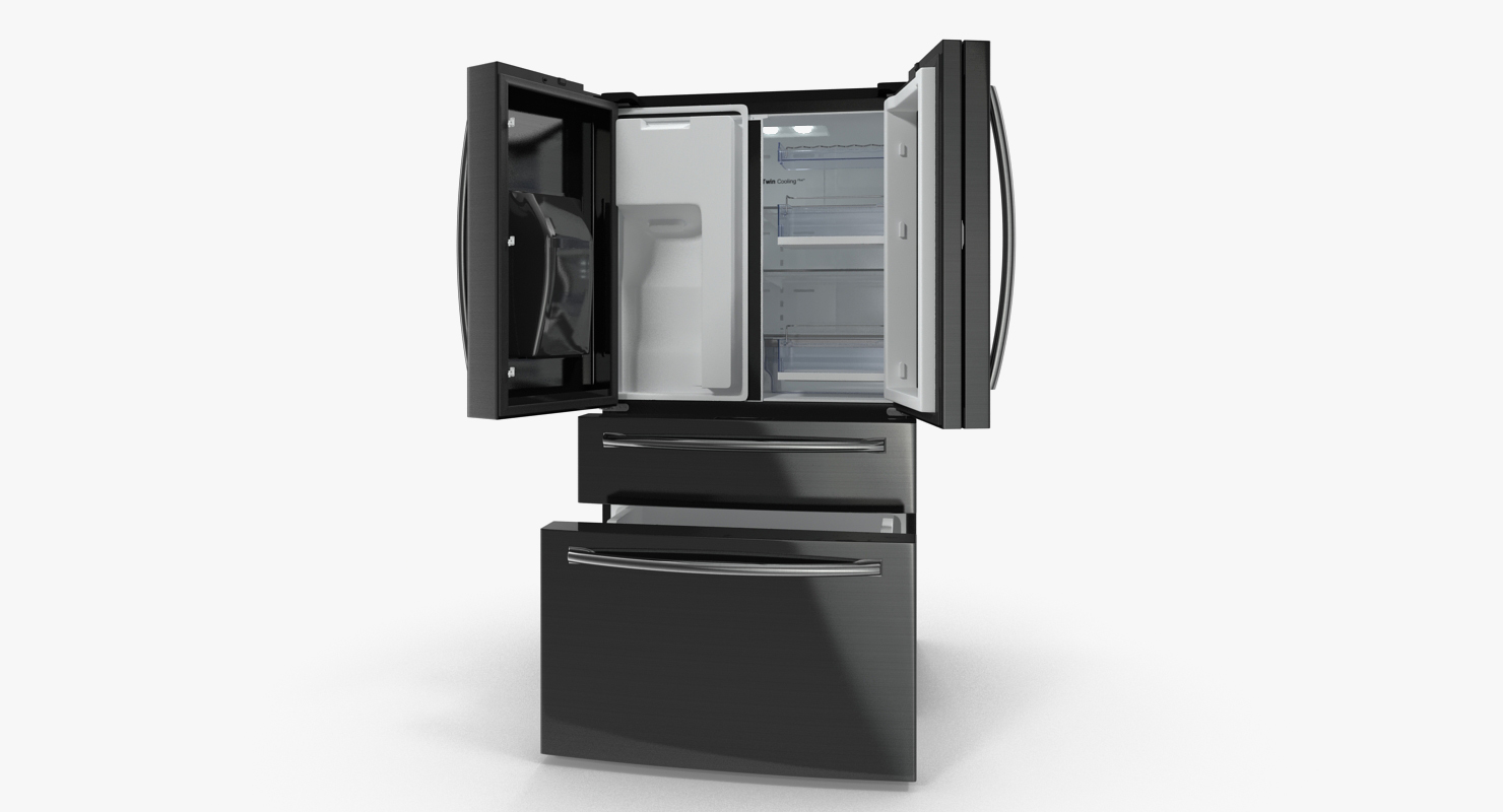 3D Samsung 4 Door Refrigerator with FlexZone Drawer model