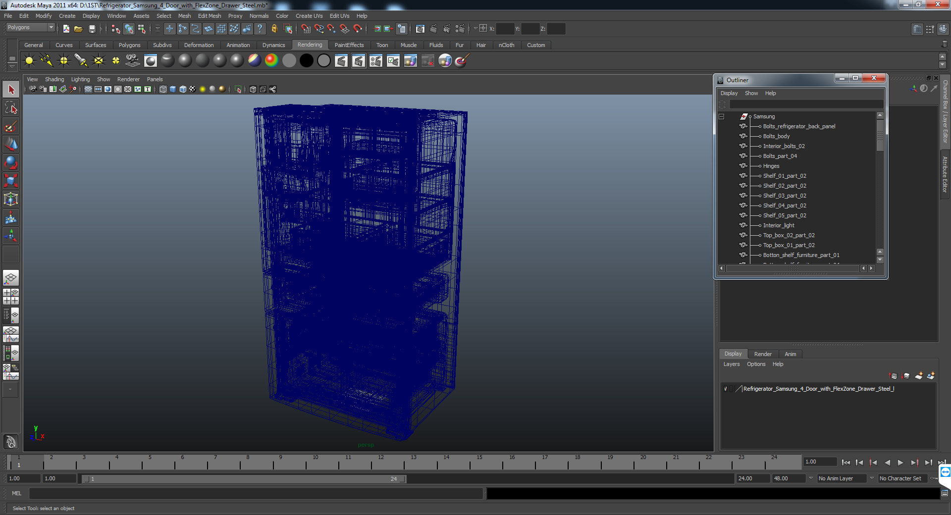 3D Samsung 4 Door Refrigerator with FlexZone Drawer model