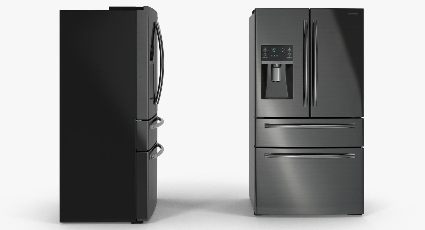 3D Samsung 4 Door Refrigerator with FlexZone Drawer model