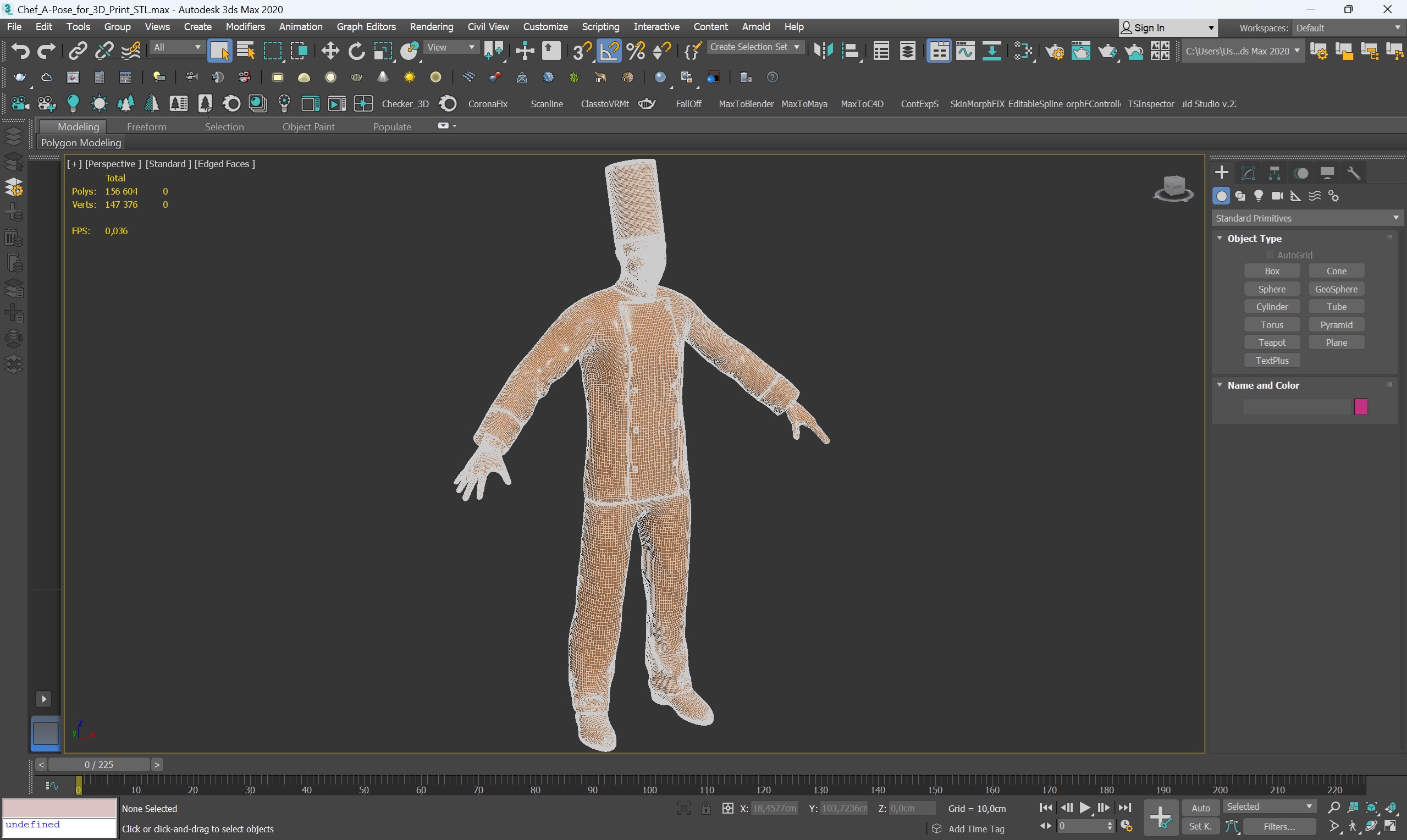Chef A-Pose for 3D Print 3D model