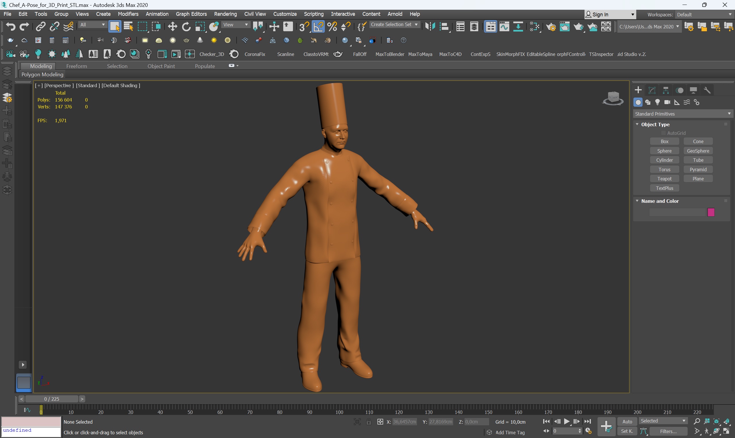 Chef A-Pose for 3D Print 3D model