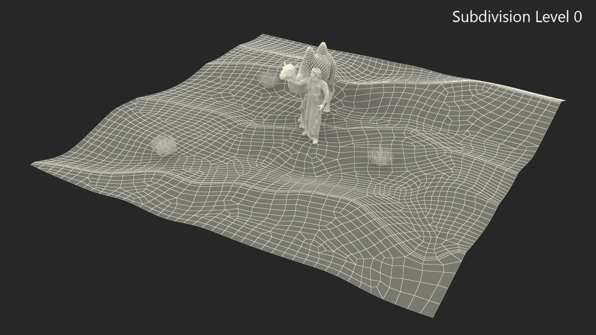 3D Arab Man with Camel on Desert Fur model