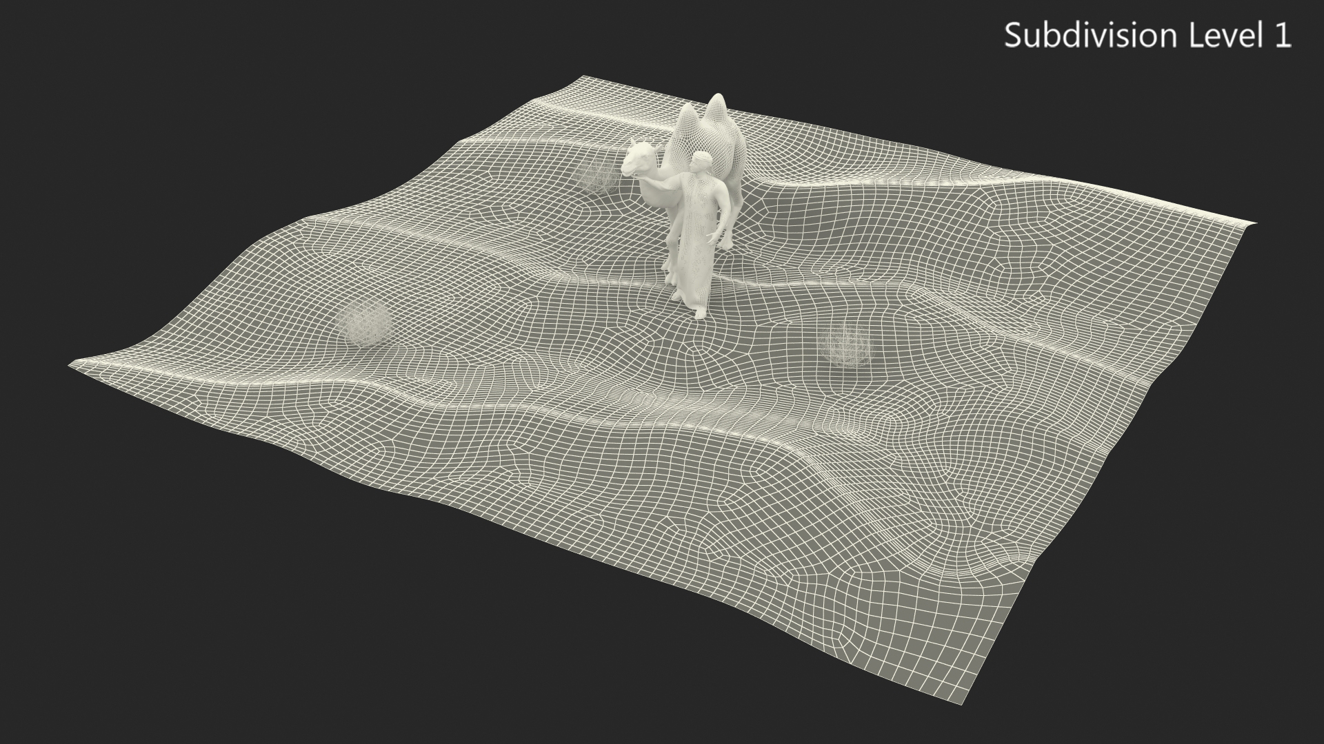 3D Arab Man with Camel on Desert Fur model