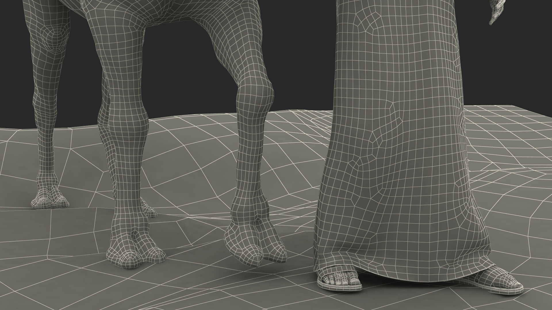 3D Arab Man with Camel on Desert Fur model