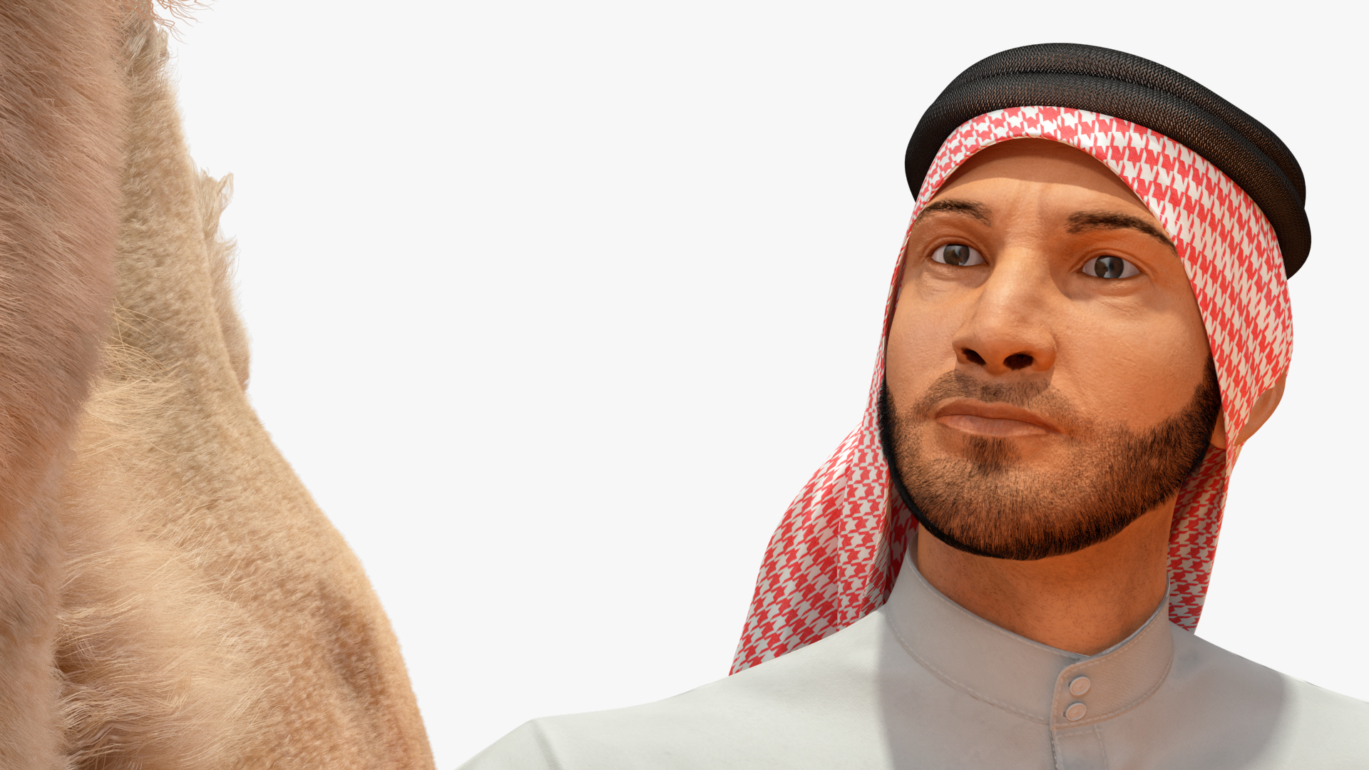 3D Arab Man with Camel on Desert Fur model