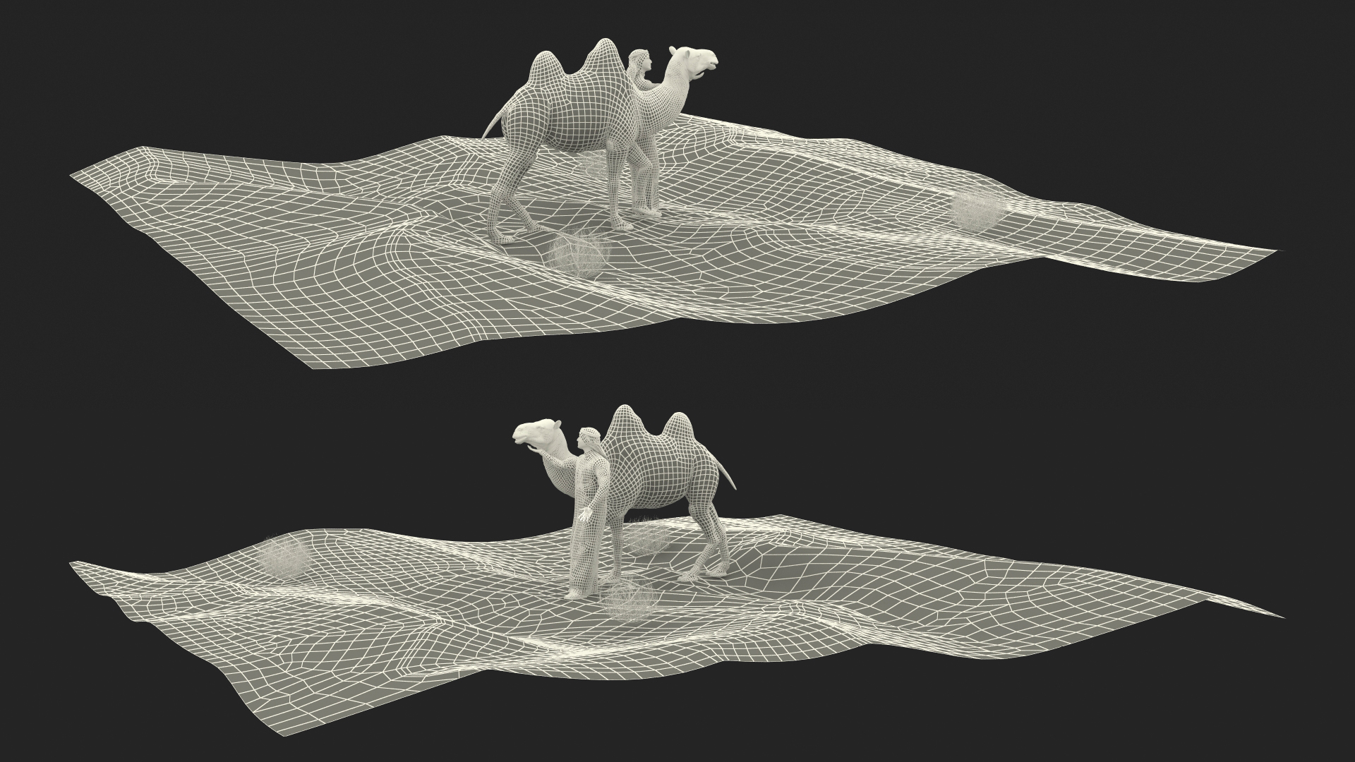 3D Arab Man with Camel on Desert Fur model