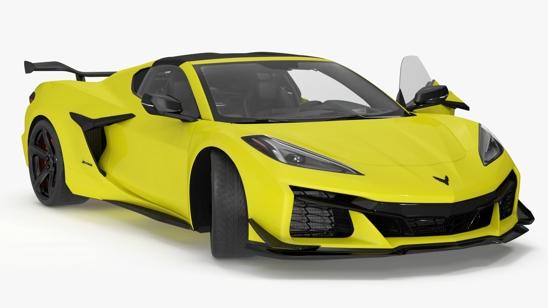 3D Yellow Chevy Corvette Z0 2023 Coupe Rigged for Maya