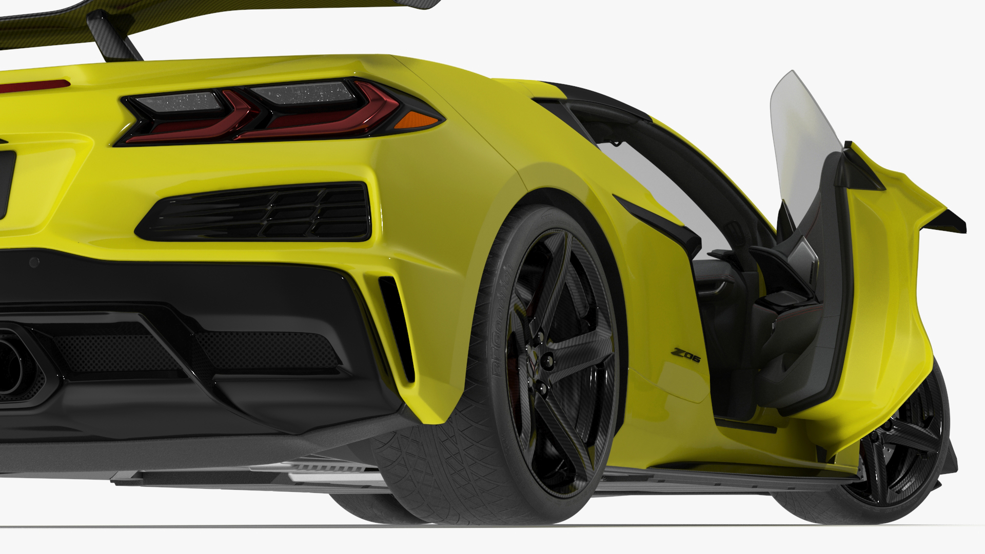3D Yellow Chevy Corvette Z0 2023 Coupe Rigged for Maya