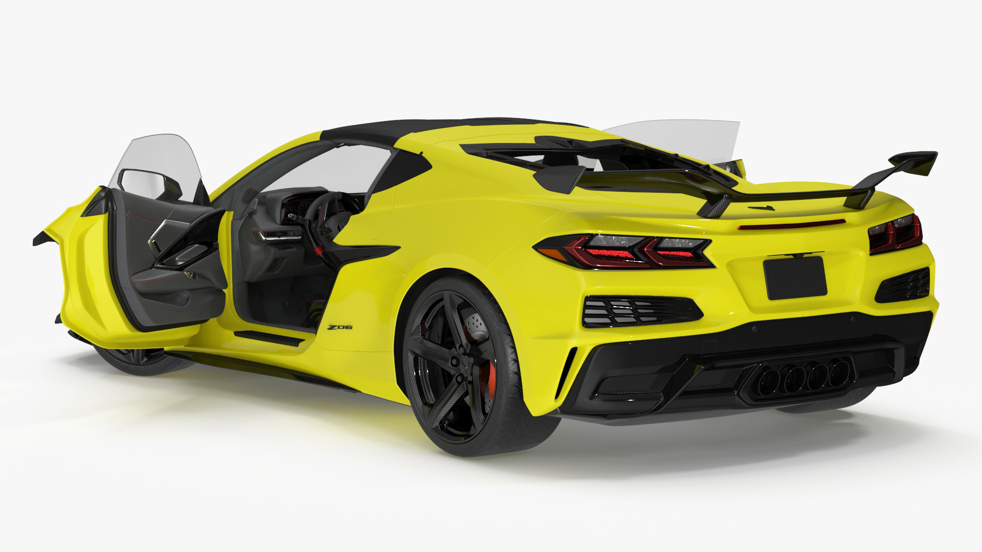 3D Yellow Chevy Corvette Z0 2023 Coupe Rigged for Maya