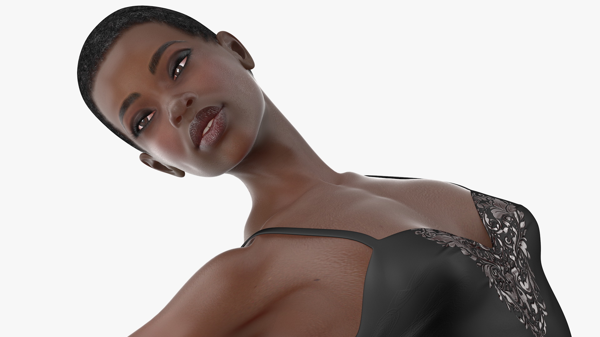 3D Dark Skinned Black Ballerina Jump Pose model