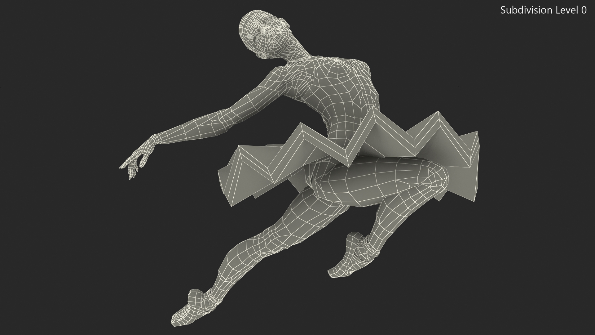 3D Dark Skinned Black Ballerina Jump Pose model