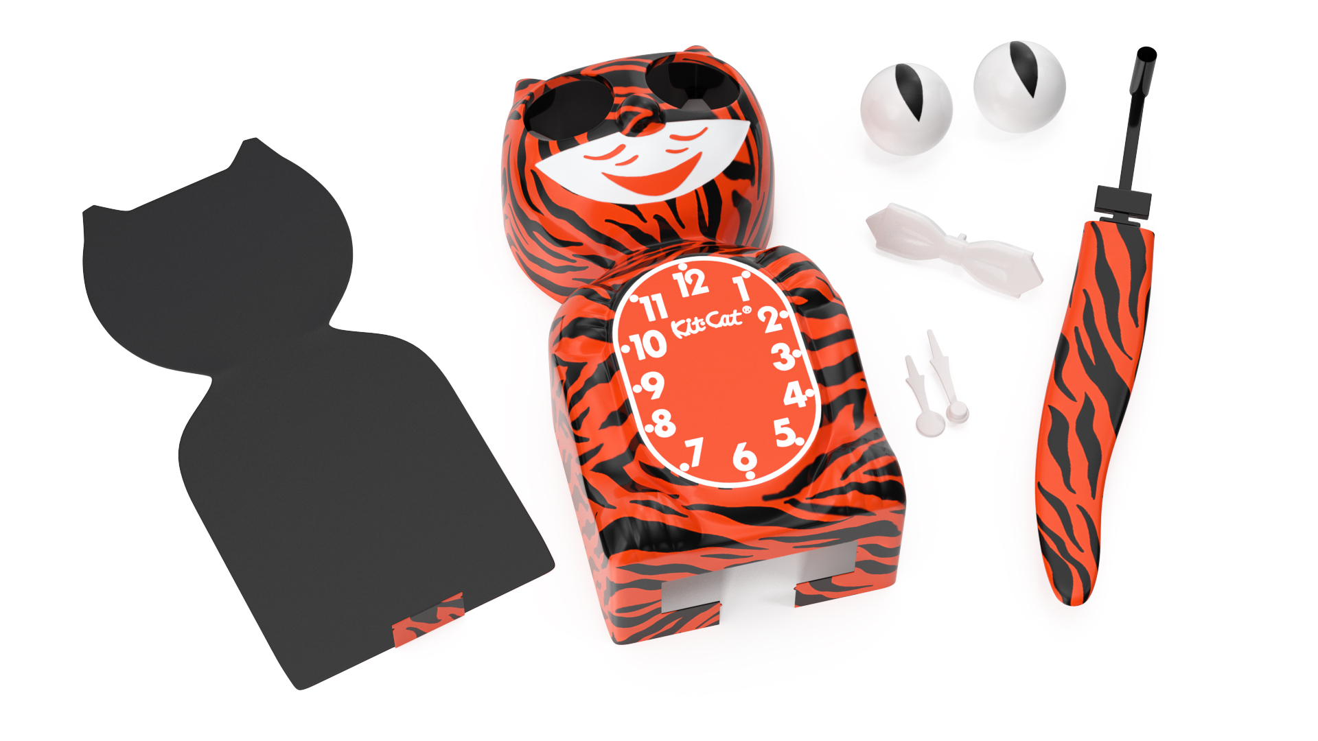 3D Bengal Tiger Kit Cat Clock Rigged model