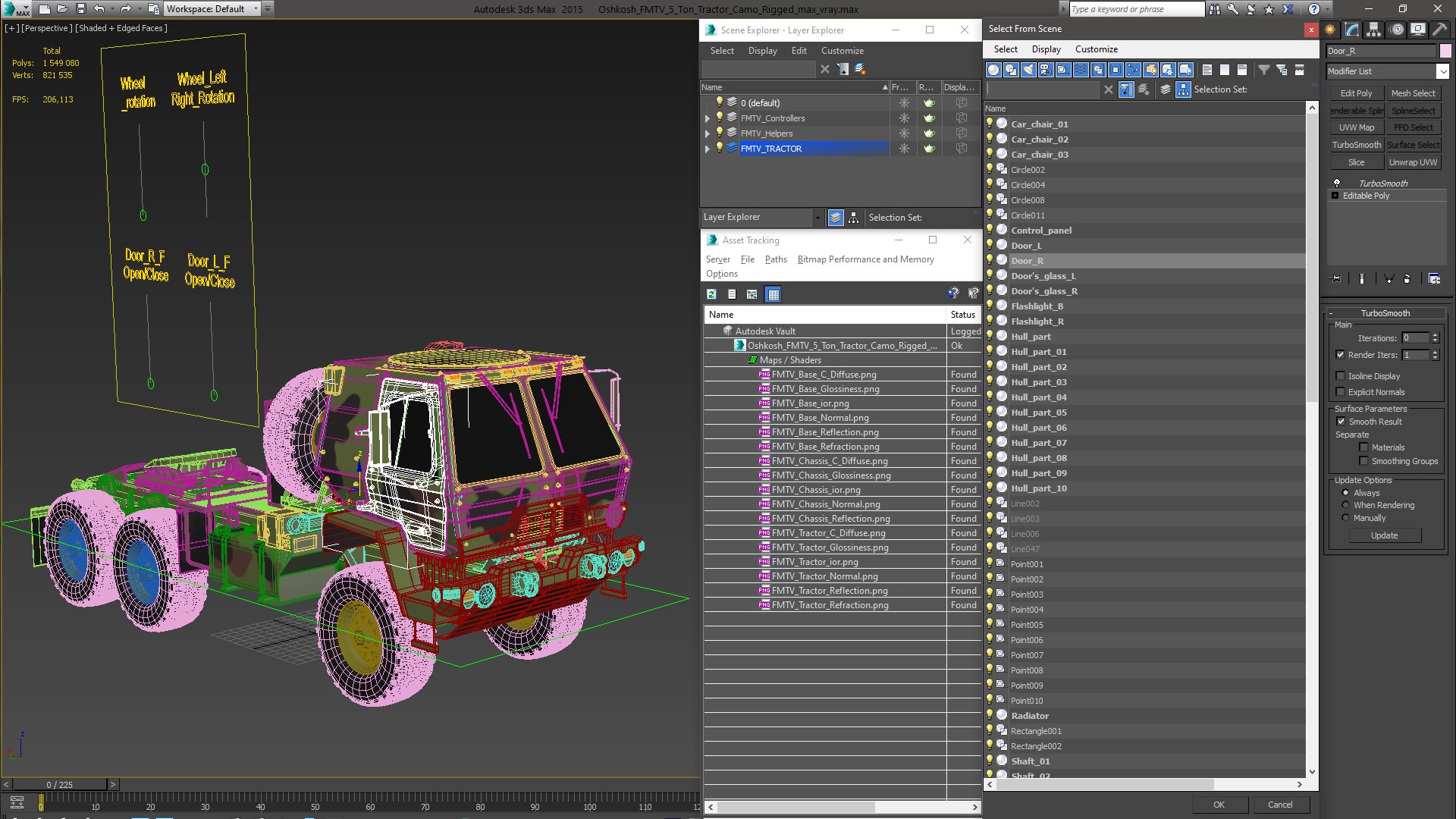 3D Oshkosh FMTV 5 Ton Tractor Camo Rigged model
