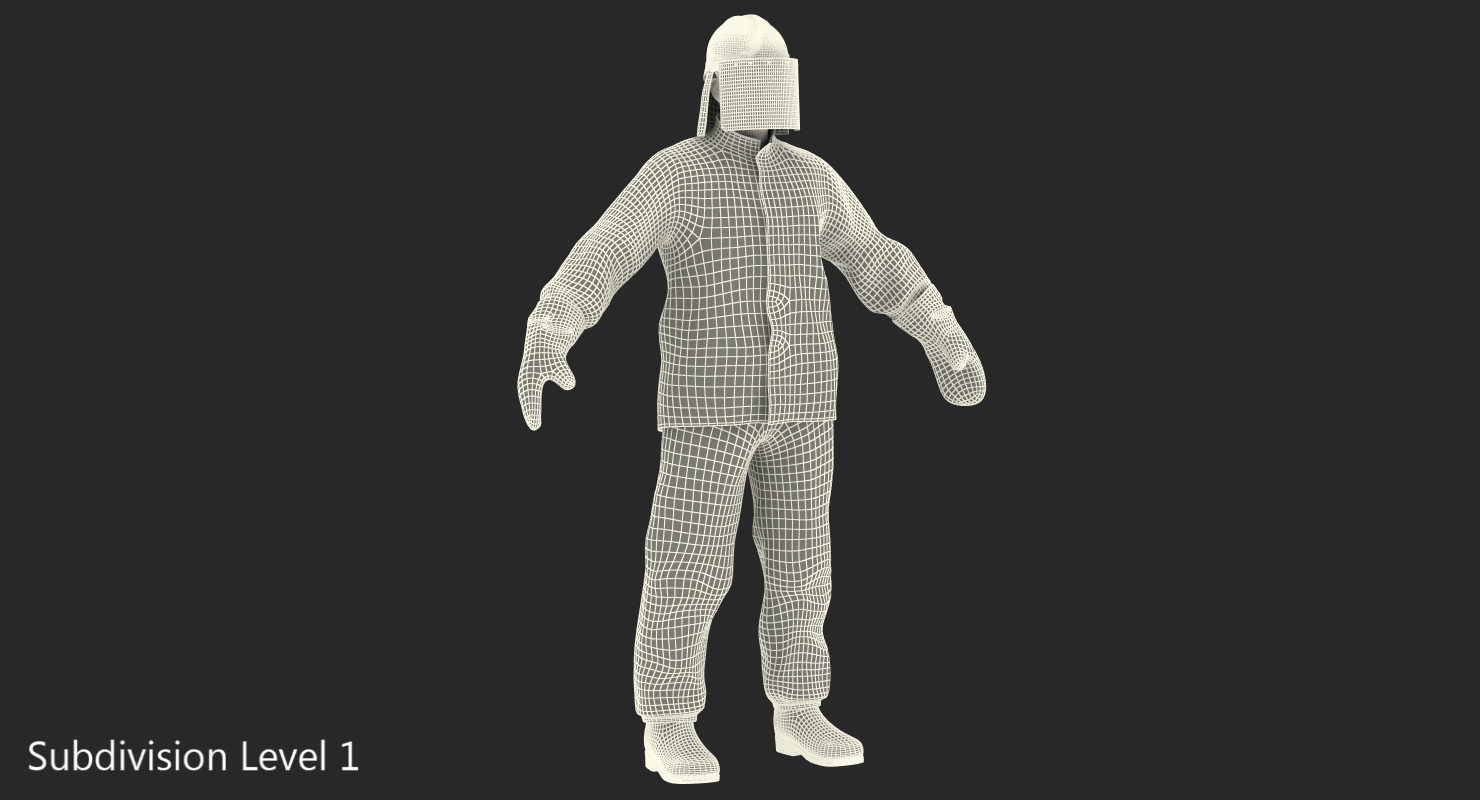 Firefighter Wearing Aluminized Fire Proximity Suit Rigged 3D