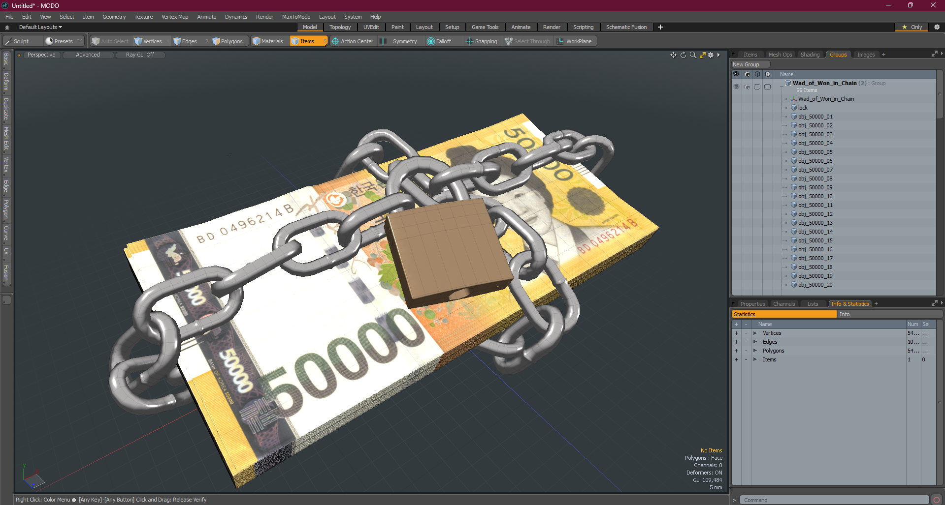 Wad of Won in Chain 3D model