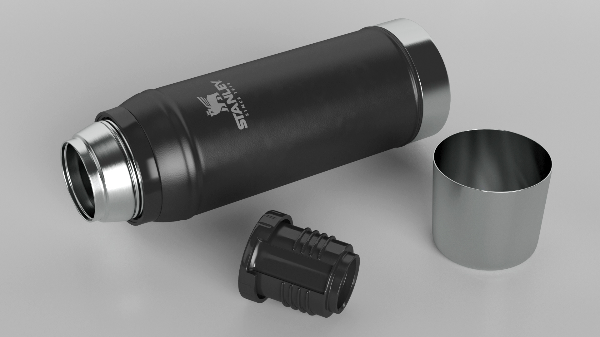 Stanley Classic Flask Black Open 3D