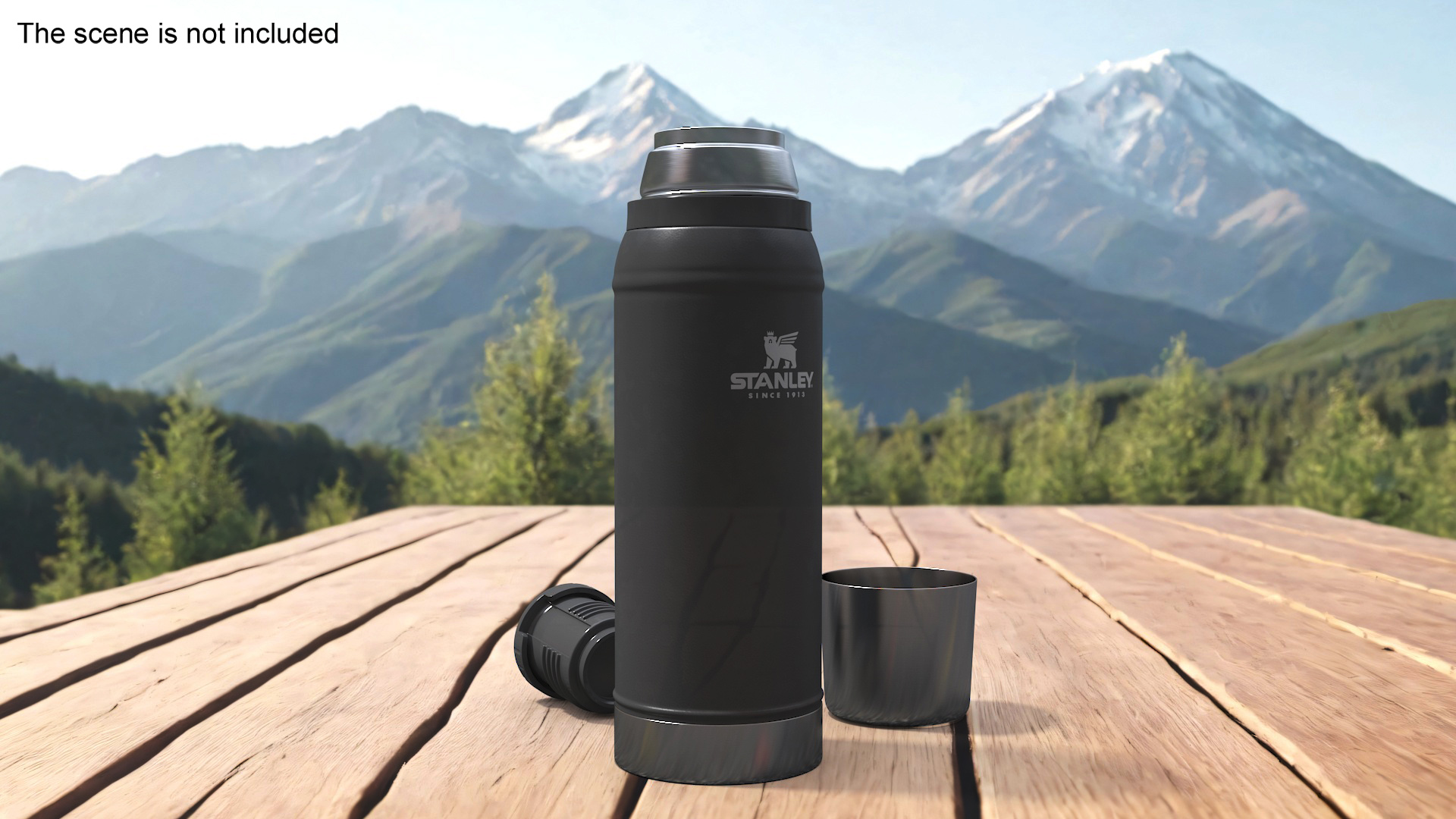 Stanley Classic Flask Black Open 3D