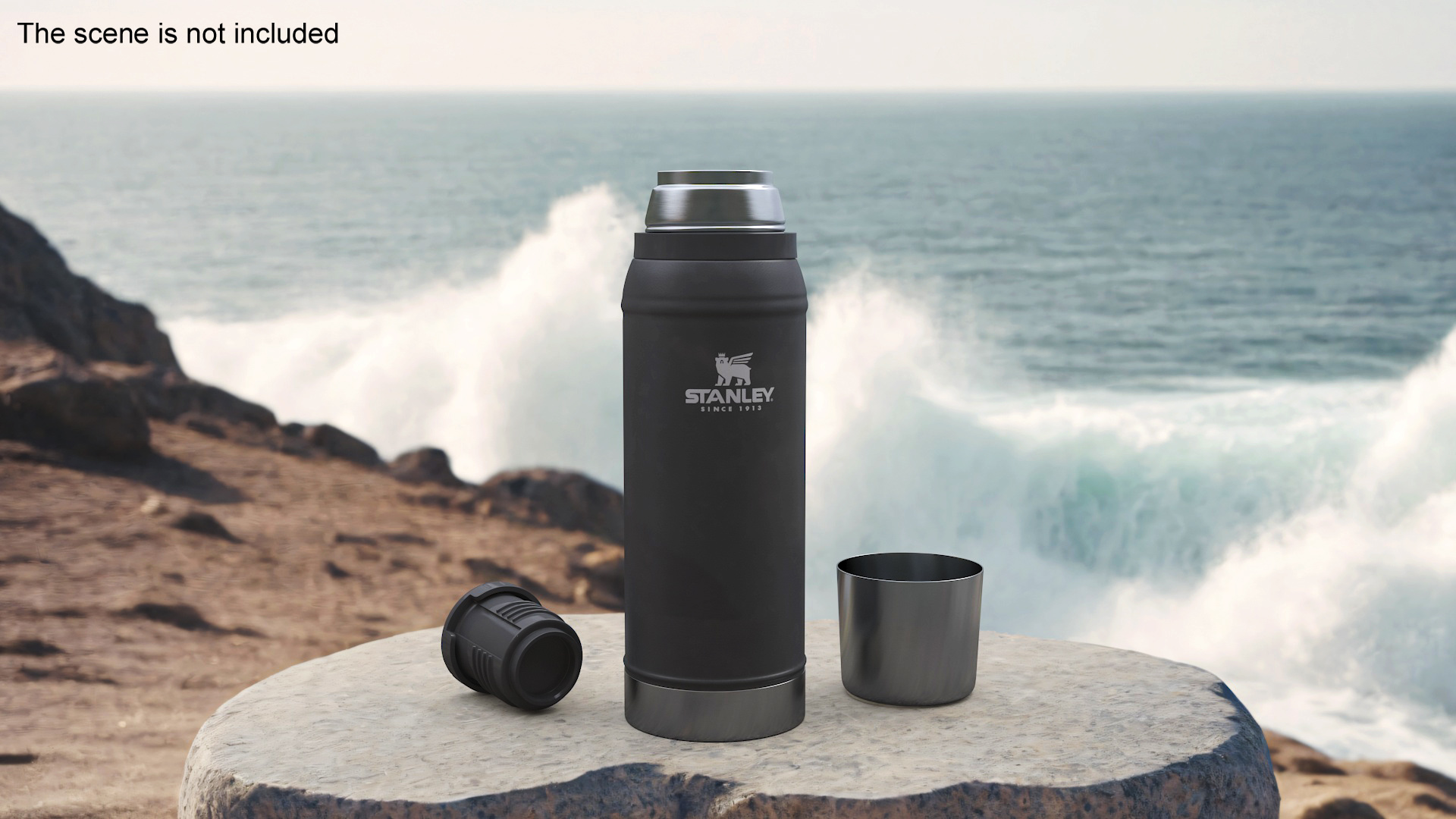 Stanley Classic Flask Black Open 3D