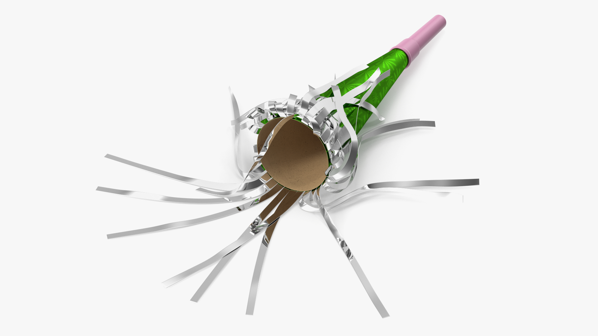 Party Horn Blower Lying Green 3D model