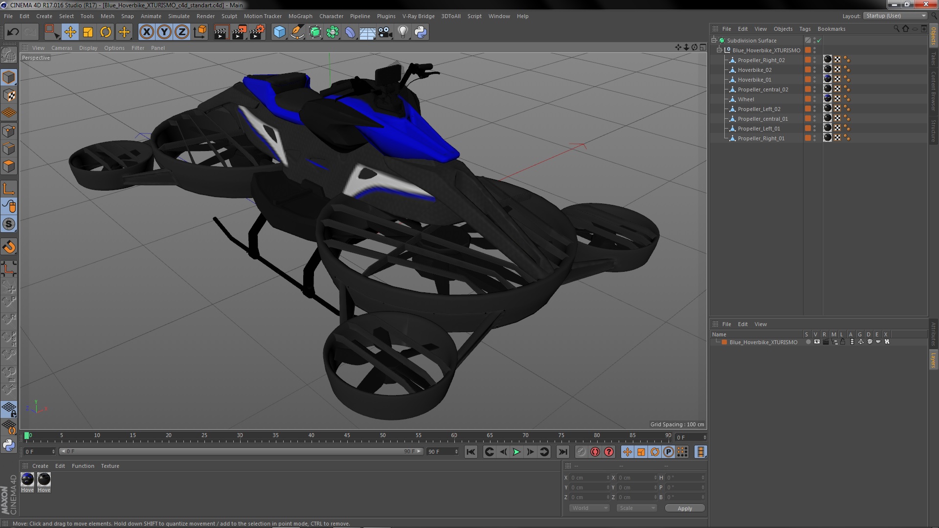 3D Blue Hoverbike XTURISMO model