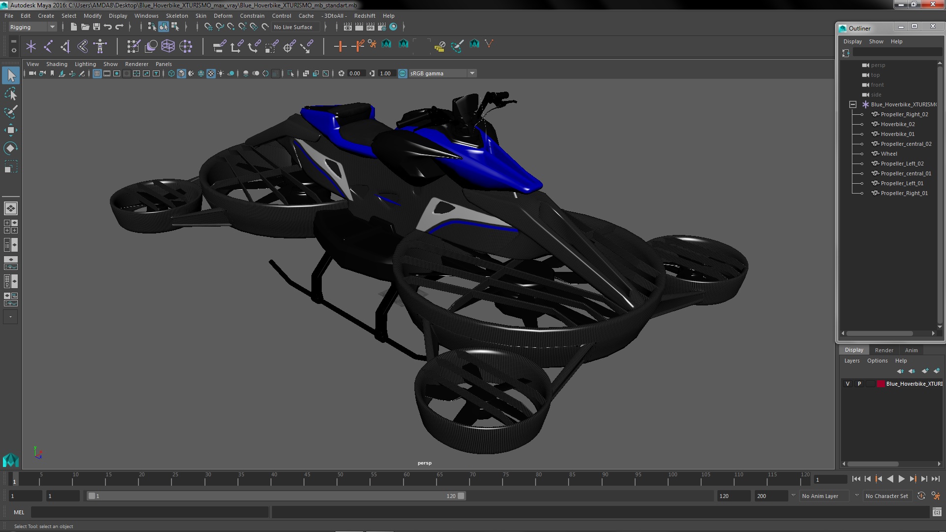 3D Blue Hoverbike XTURISMO model