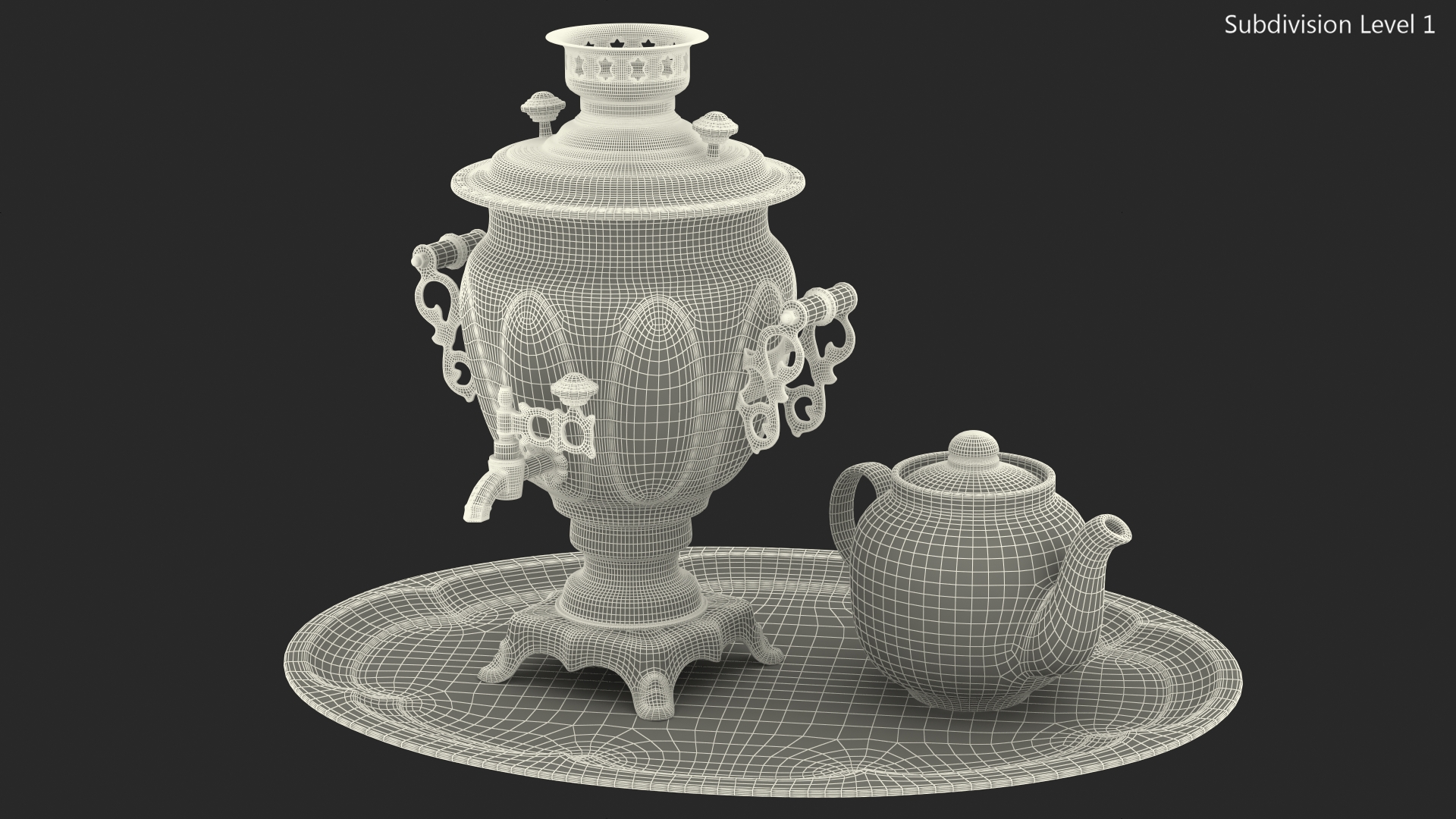 3D Vintage Electric Samovar Set model