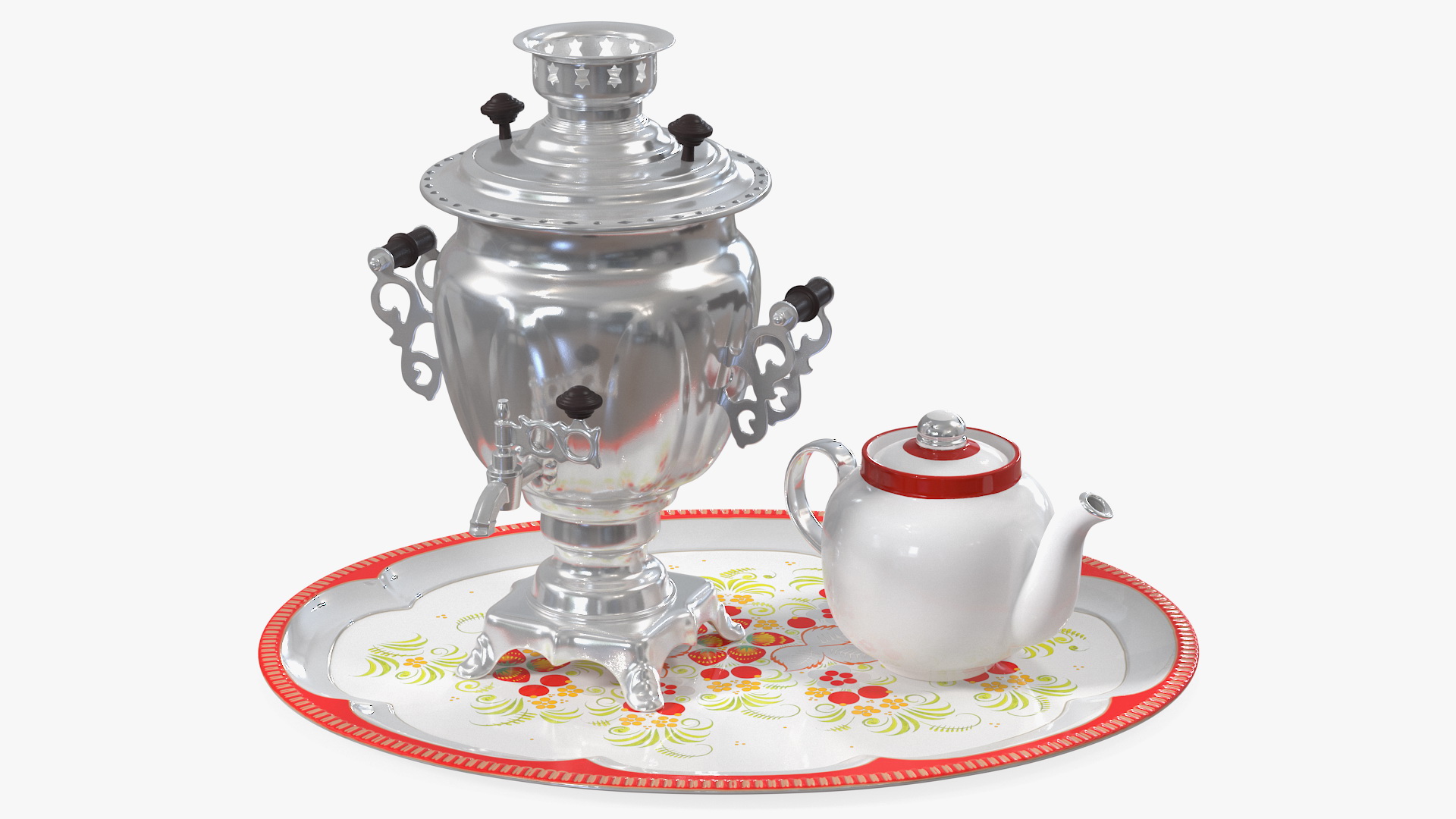 3D Vintage Electric Samovar Set model
