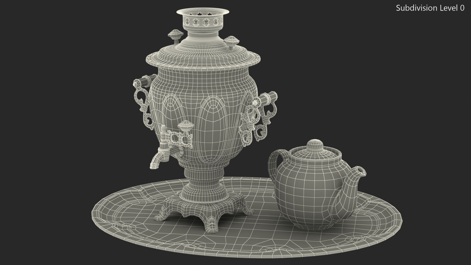 3D Vintage Electric Samovar Set model